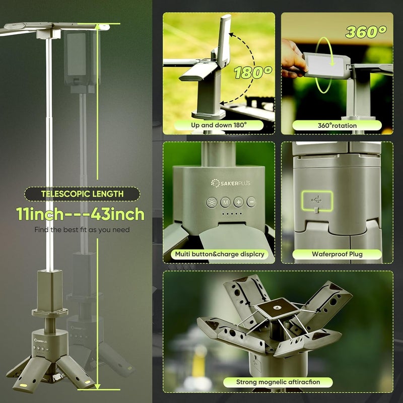 SakerPlus Portable Camping Light, 14000mAh Telescopic Camping Lantern with Rechargeable Power Supply, Dimmable Magnetic Tent Lamps 6000 Lumen Outdoor Work Lights for Hiking,Camping,Home Emergency - Image 2